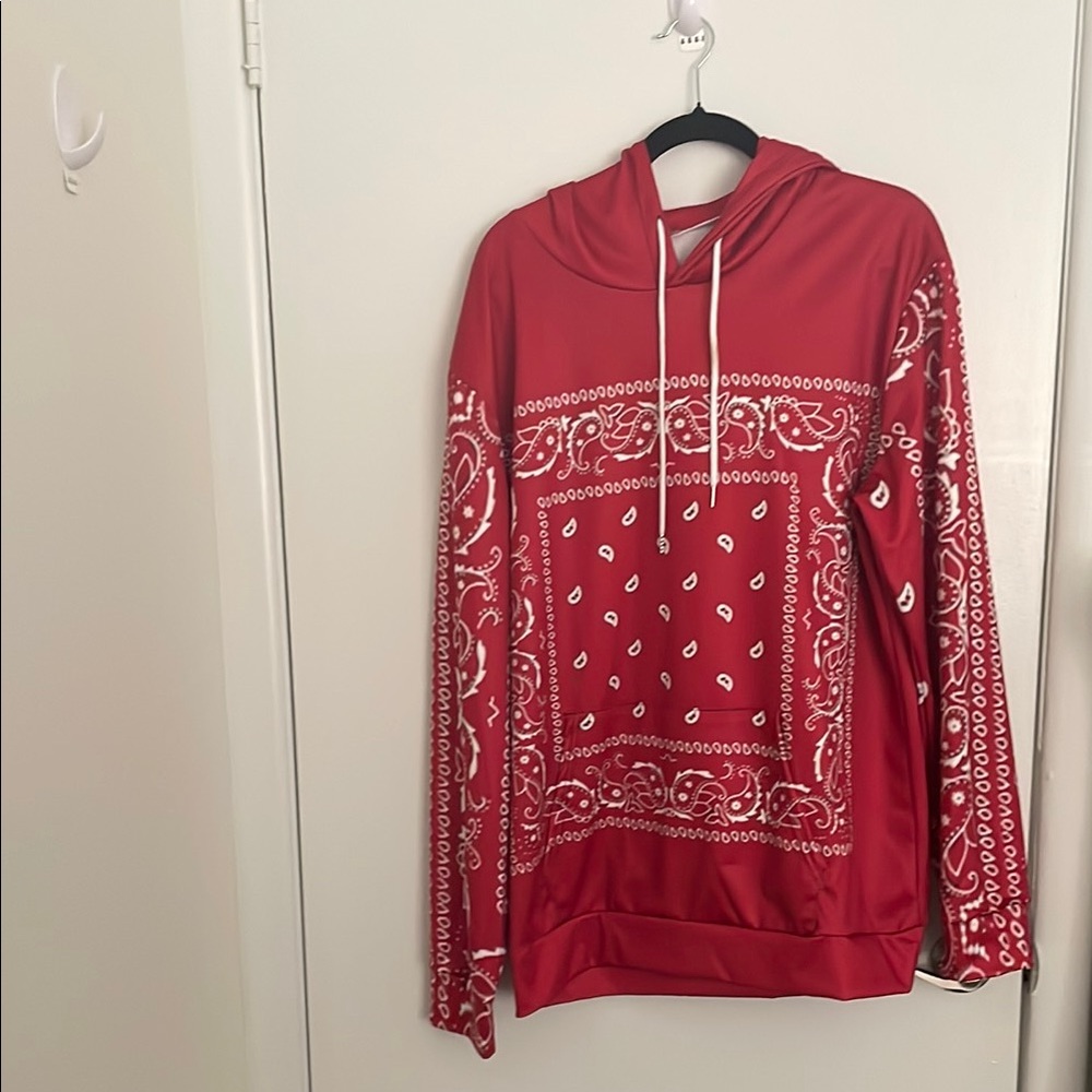 Red Bandana Print Hoodie